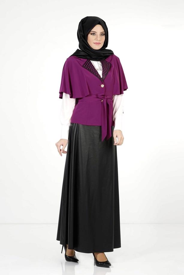 Tesettür giyim MOR 3045E 3&prime;LÜ ETEKLİ TAKIM - TRENDTESETTÜR