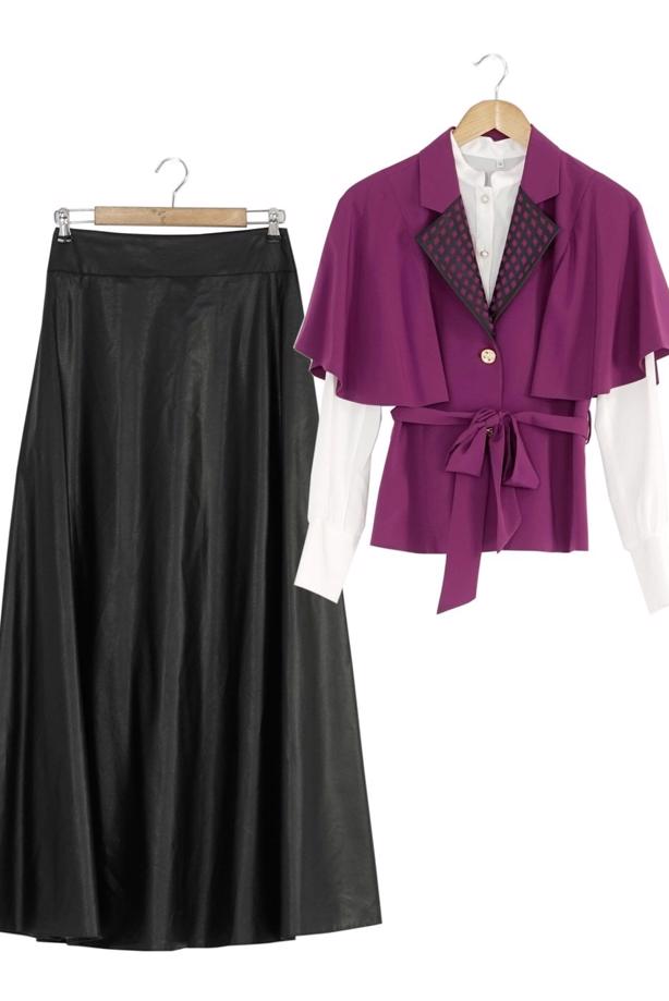 Tesettür giyim MOR 3045E 3&prime;LÜ ETEKLİ TAKIM - TRENDTESETTÜR