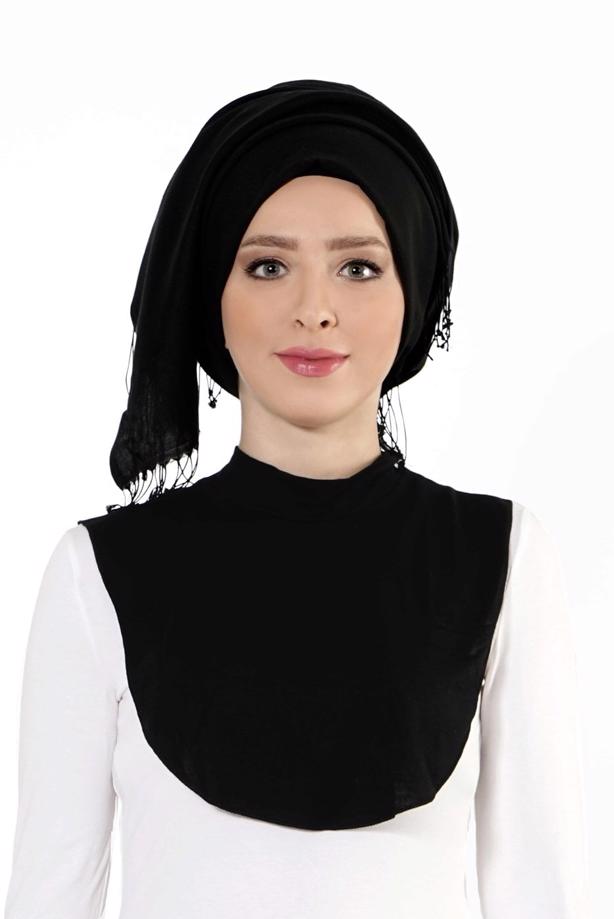 Vêtements hijab NOIR BLOUSE COL 35021 - TRENDTESETTÜR