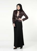 Tesettür giyim KAHVE 3947E ETEKLİ TAKIM