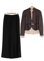 Tesettür giyim KAHVE 3947E ETEKLİ TAKIM