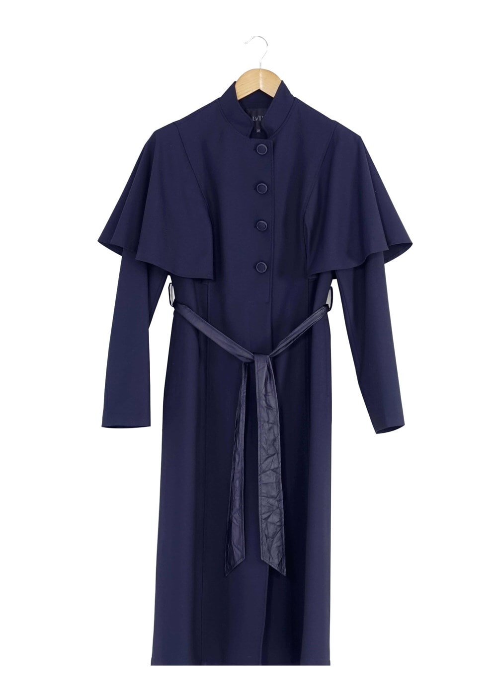 Tesettür giyim LACİVERT PELERİNLİ KUŞAKLI TRENÇKOT 1380-1