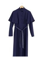 Tesettür giyim LACİVERT PELERİNLİ KUŞAKLI TRENÇKOT 1380-1