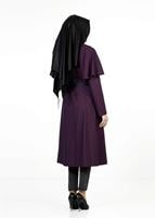 Tesettür giyim MÜRDÜM PELERİNLİ KUŞAKLI TRENÇKOT 1380-1