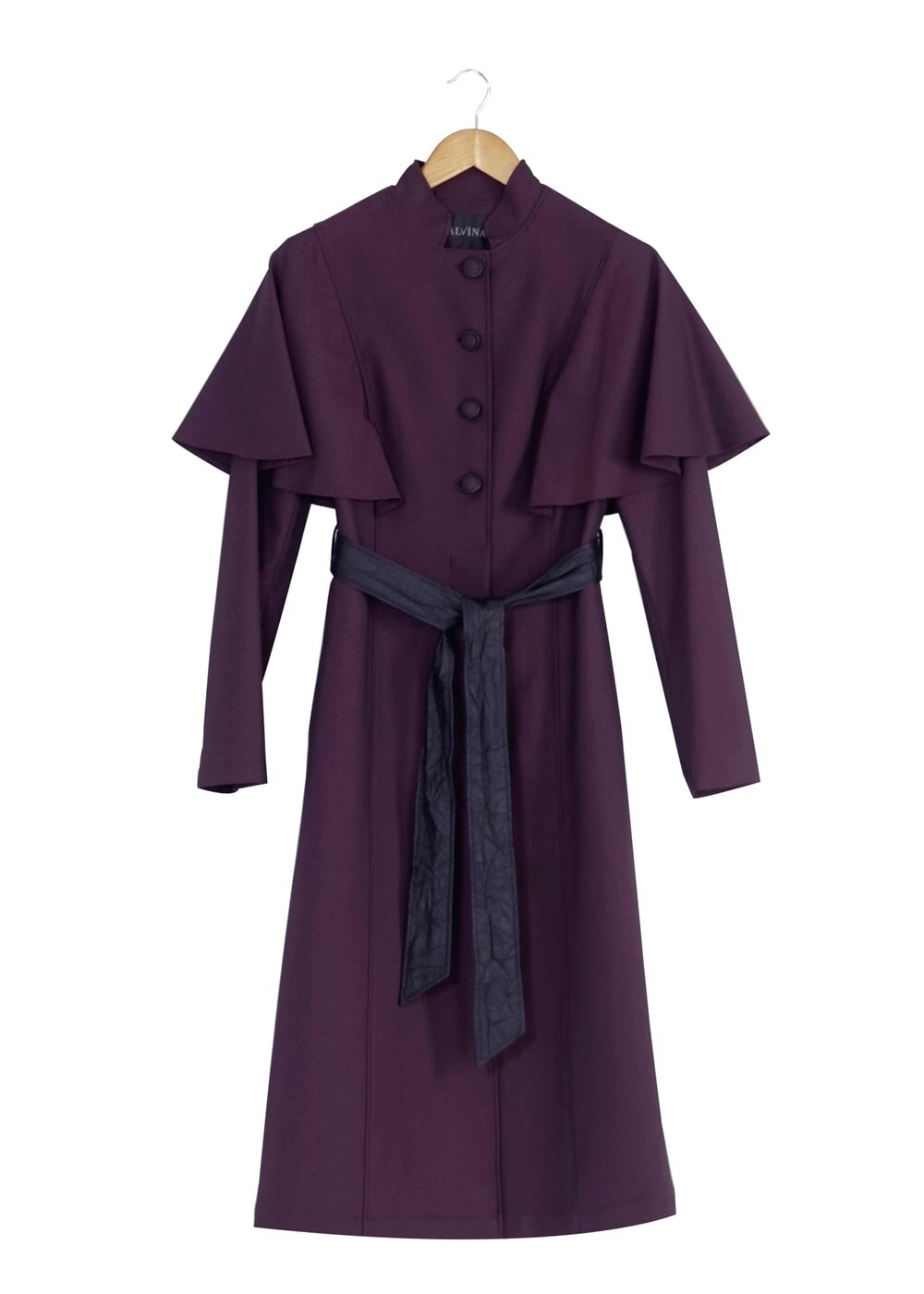 Tesettür giyim MÜRDÜM PELERİNLİ KUŞAKLI TRENÇKOT 1380-1