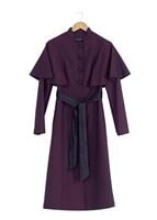 Tesettür giyim MÜRDÜM PELERİNLİ KUŞAKLI TRENÇKOT 1380-1