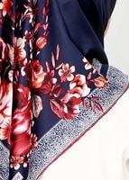 Tesettür giyim LACİVERT T 27605 Kenarı Çicek Desenli Eşarp