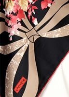 Tesettür giyim SİYAH T 27607 Fiyonk ve Çicek Desenli Eşarp