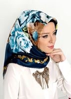 Tesettür giyim YEŞİL T 27612  Çicek Desenli Esarp