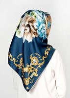 Tesettür giyim YEŞİL T 27612  Çicek Desenli Esarp