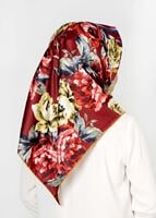 Tesettür giyim BORDO T 27613 Çicek Desenli Esarp