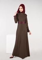 Tesettür giyim KAHVE 4001 ELBİSE
