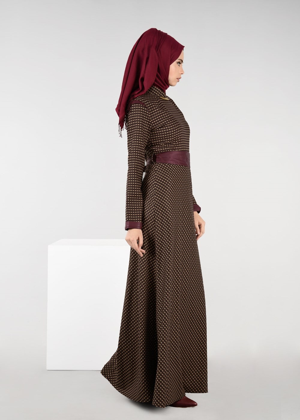 Tesettür giyim KAHVE 4001 ELBİSE