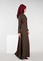 Tesettür giyim KAHVE 4001 ELBİSE