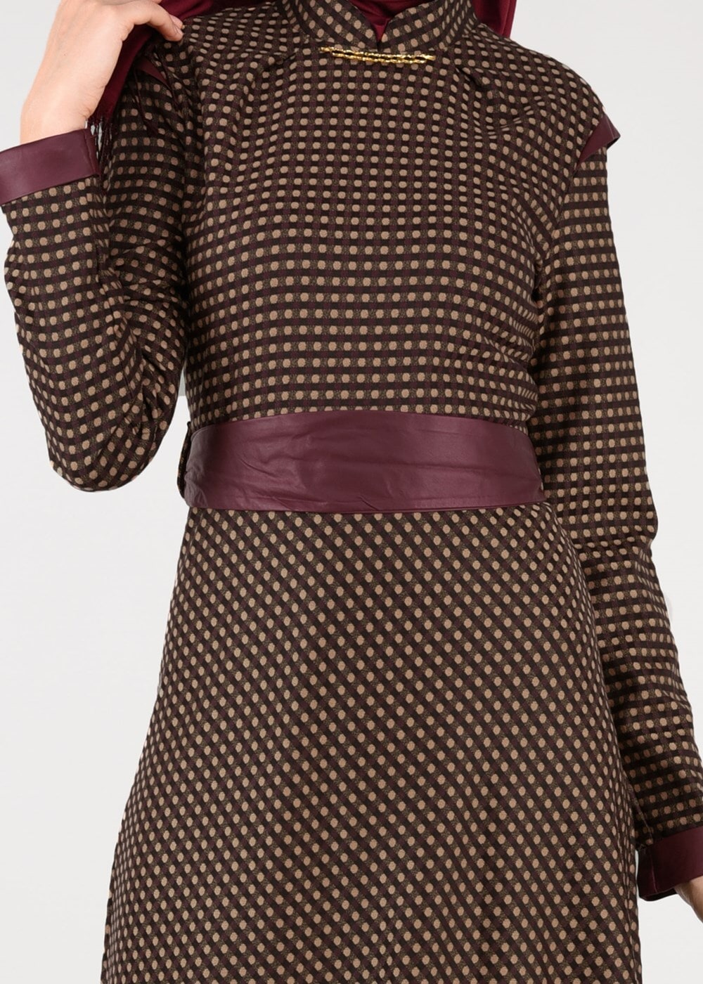 Tesettür giyim KAHVE 4001 ELBİSE