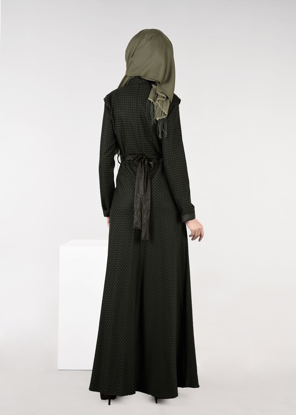 Tesettür giyim HAKİ 4001 ELBİSE