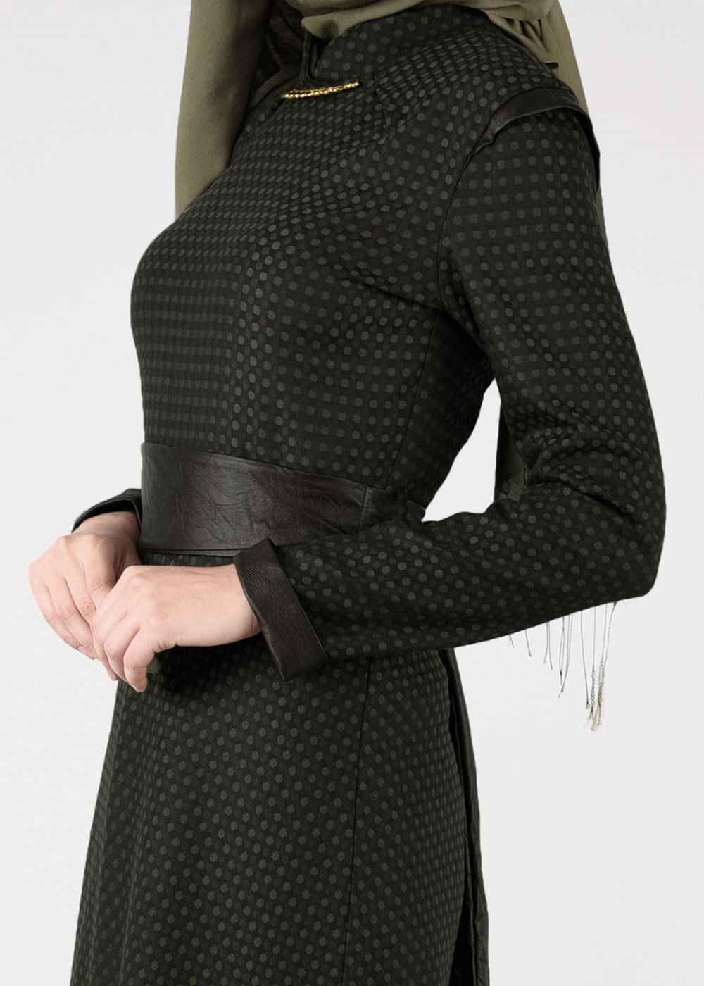 Tesettür giyim HAKİ 4001 ELBİSE