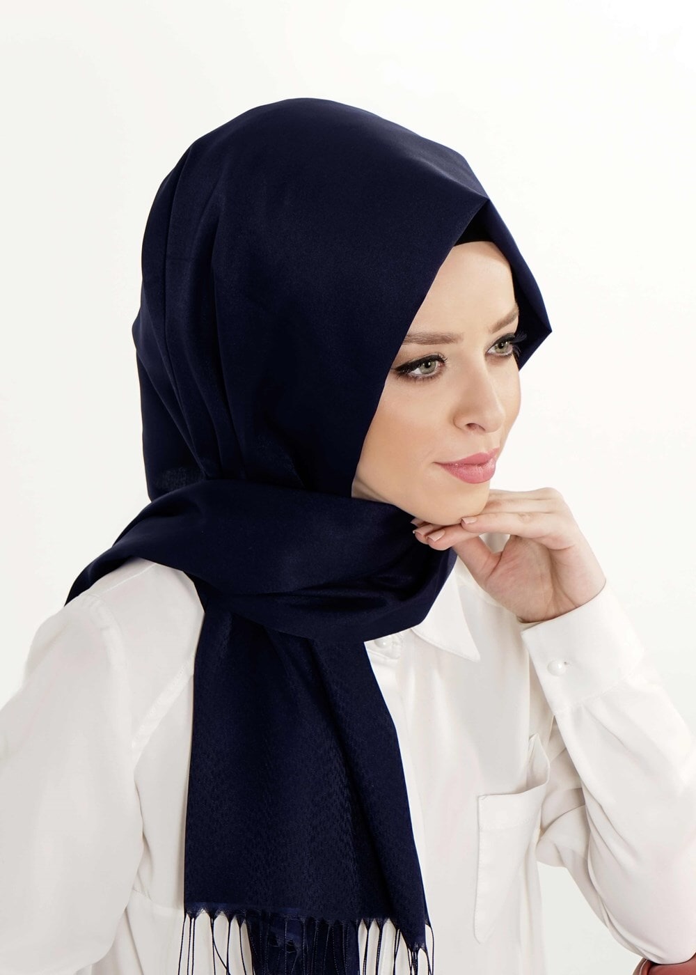 Hijab clothing NAVY BLUE T 28006 Jakarlı Şal
