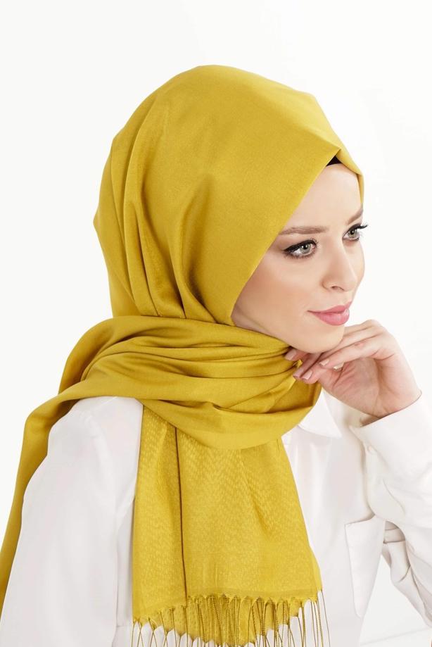 Vêtements hijab VERT T 28006 Jakarlı Şal - TRENDTESETTÜR