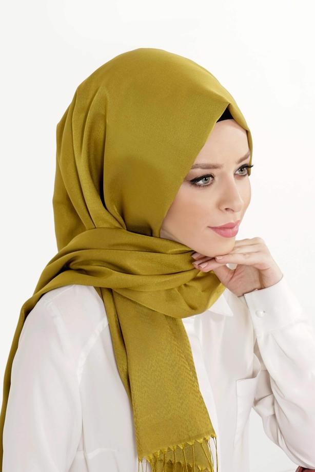 Vêtements hijab VERT T 28006 Jakarlı Şal - TRENDTESETTÜR