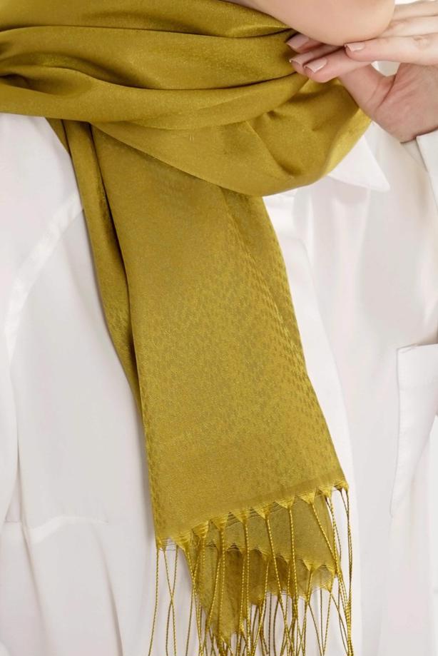 Vêtements hijab VERT T 28006 Jakarlı Şal - TRENDTESETTÜR