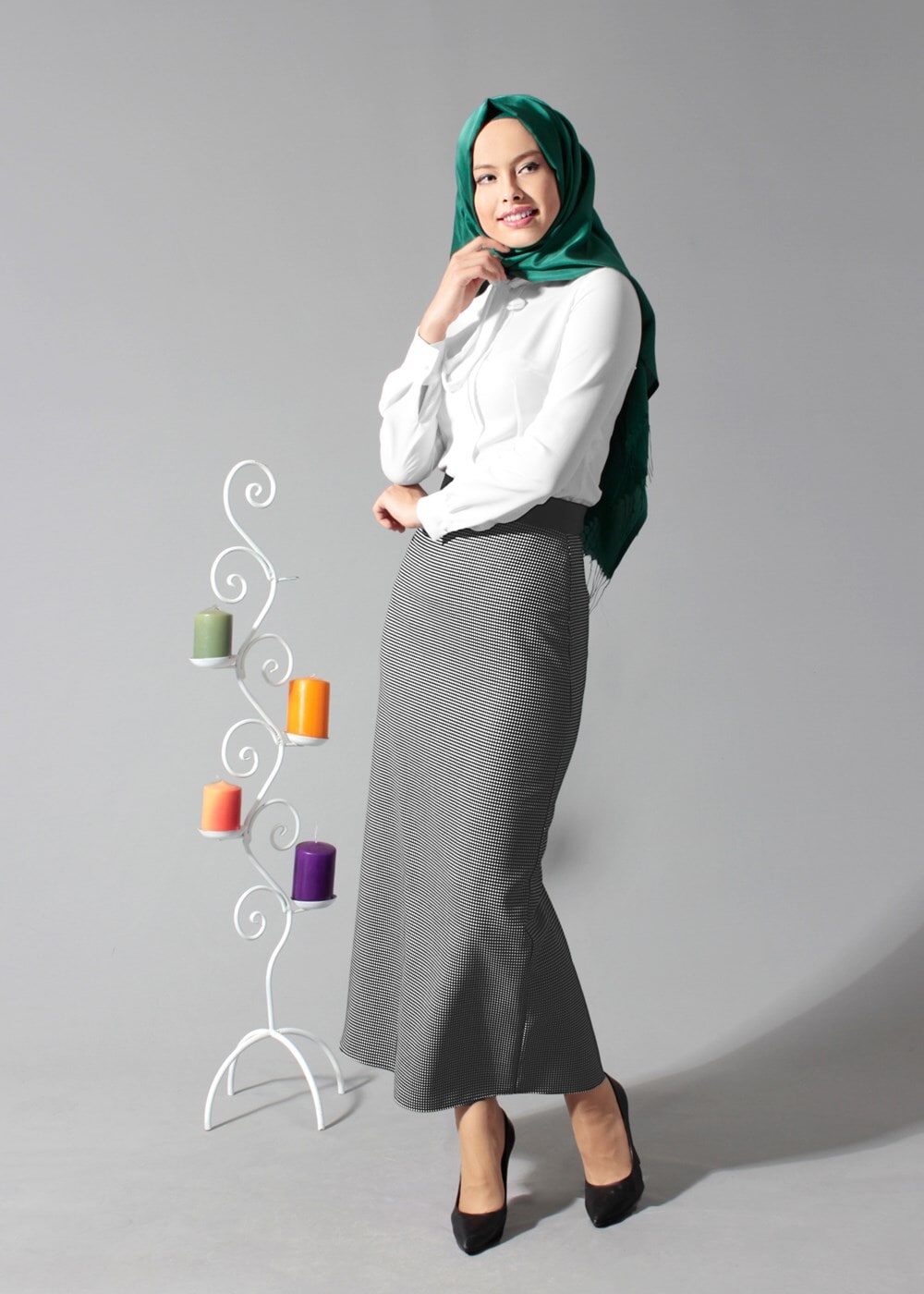 Tesettür giyim SİYAH 6771-1 ETEK