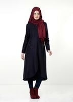 Tesettür giyim LACİVERT HAKİM YAKA KEÇE KABAN 7010
