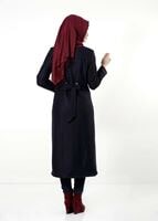 Tesettür giyim LACİVERT HAKİM YAKA KEÇE KABAN 7010