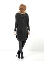 Tesettür giyim GRİ KAPÜŞONLU TUNİK 8446 