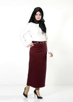 Tesettür giyim BORDO 533 ETEK