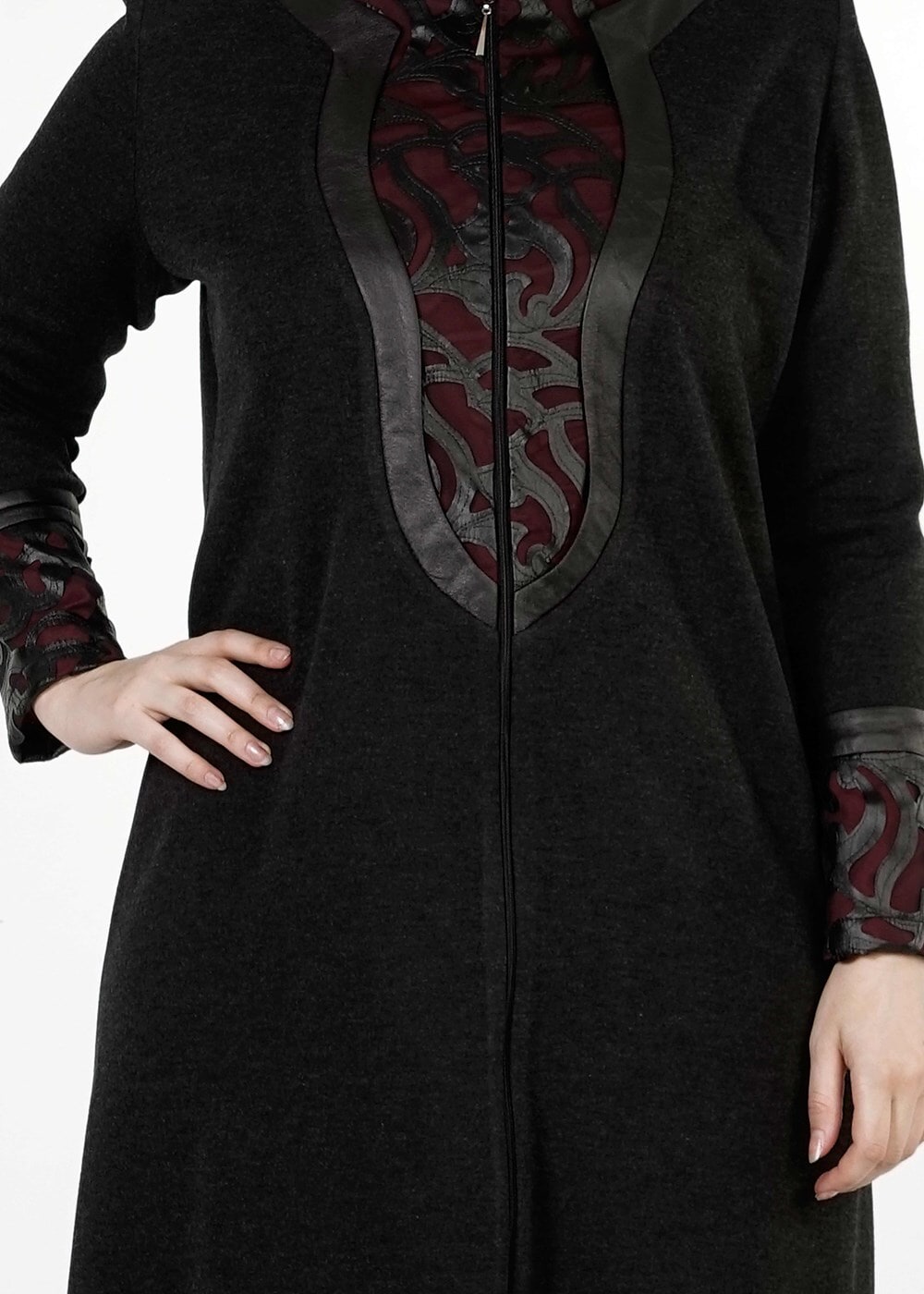 Hijab clothing BLACK GUIPURED TOPCOAT 3075 