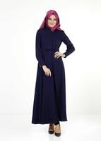 Tesettür giyim LACİVERT FİYONK DETAYLI FERACE 4050 