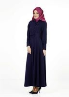 Tesettür giyim LACİVERT FİYONK DETAYLI FERACE 4050 