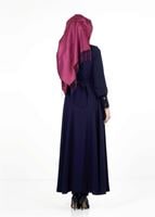 Tesettür giyim LACİVERT FİYONK DETAYLI FERACE 4050 