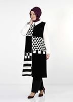 Tesettür giyim KREM 1015-1 İKİLİ TUNİK