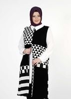 Tesettür giyim KREM 1015-1 İKİLİ TUNİK