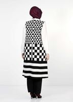 Tesettür giyim KREM 1015-1 İKİLİ TUNİK