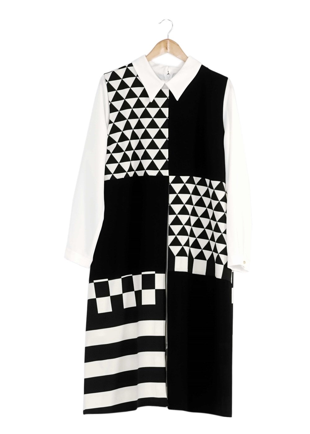 Tesettür giyim KREM 1015-1 İKİLİ TUNİK