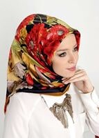 Tesettür giyim SİYAH T 27604 Çicek Desenli Eşarp