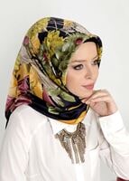 Tesettür giyim LACİVERT T 27604 Çicek Desenli Eşarp