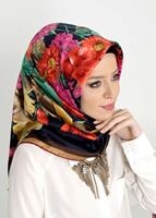 Tesettür giyim LACİVERT T 27604 Çicek Desenli Eşarp