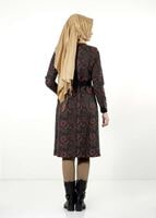 Tesettür giyim MAVİ ÇİÇEK DESENLİ BİSİKLET YAKA TRENÇKOT 1039 