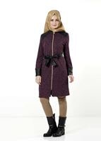 Tesettür giyim BORDO KEMERLİ FERMUARLI TRENÇKOT 1149