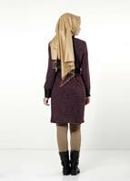 Tesettür giyim BORDO KEMERLİ FERMUARLI TRENÇKOT 1149