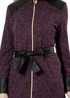 Tesettür giyim BORDO KEMERLİ FERMUARLI TRENÇKOT 1149