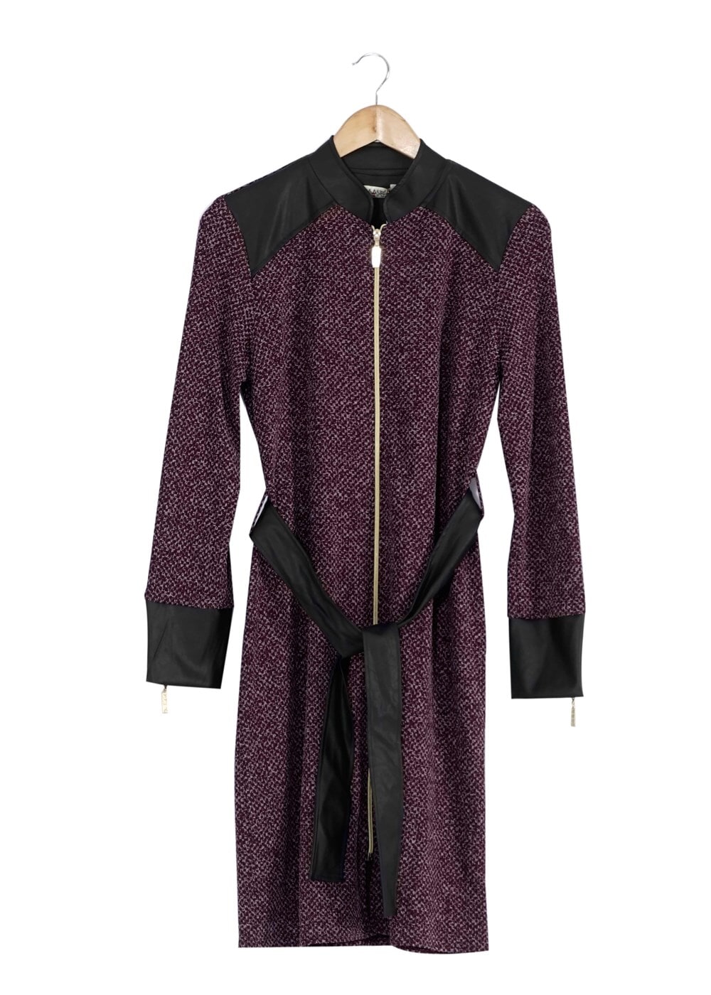 Tesettür giyim BORDO KEMERLİ FERMUARLI TRENÇKOT 1149