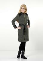 Tesettür giyim HAKİ KEMERLİ FERMUARLI TRENÇKOT 1149