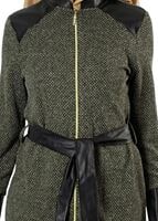 Tesettür giyim HAKİ KEMERLİ FERMUARLI TRENÇKOT 1149