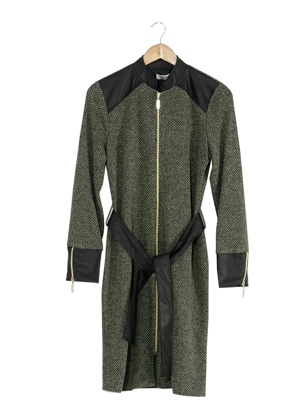 Tesettür giyim HAKİ KEMERLİ FERMUARLI TRENÇKOT 1149