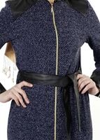 Tesettür giyim LACİVERT KEMERLİ FERMUARLI TRENÇKOT 1149